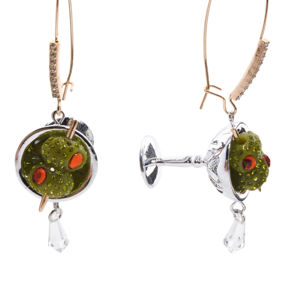 Betsey Johnson Green and Silver Drop Earrings